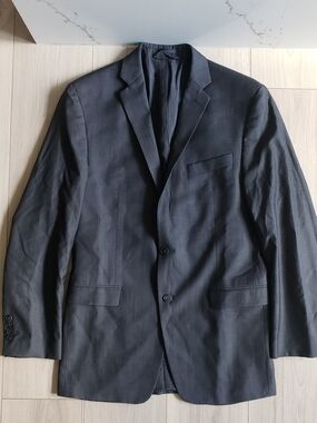 Calvin Klein Dark Gray Two-Button Men's Blazer Made In Canada